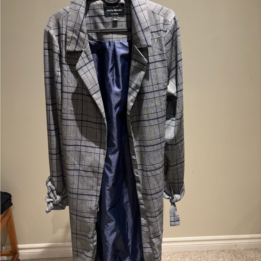 Haute Monde Navy Checkered Jacket